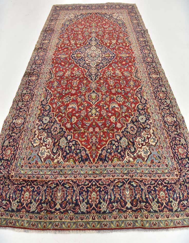 Detail image of  9' 2 x 13'  Hand Knotted Kashan Persian Wool Rug