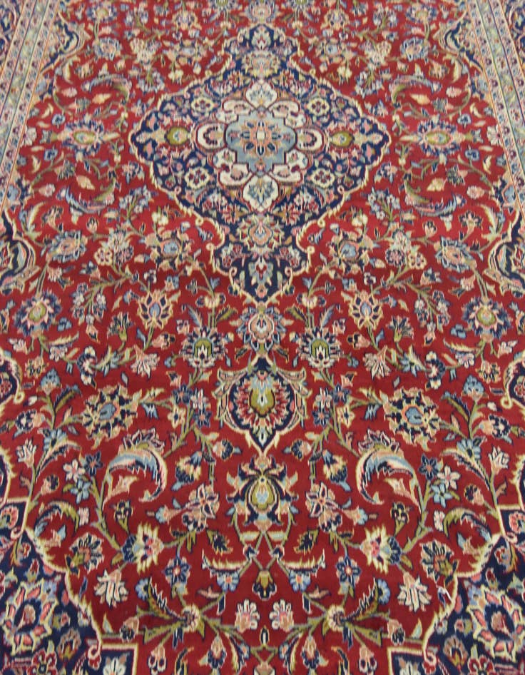 Detail image of  9' 2 x 13'  Hand Knotted Kashan Persian Wool Rug