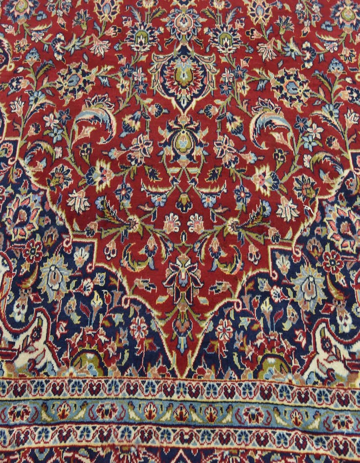 Detail image of  9' 2 x 13'  Hand Knotted Kashan Persian Wool Rug