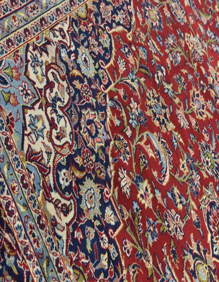 Detail image of  9' 2 x 13'  Hand Knotted Kashan Persian Wool Rug