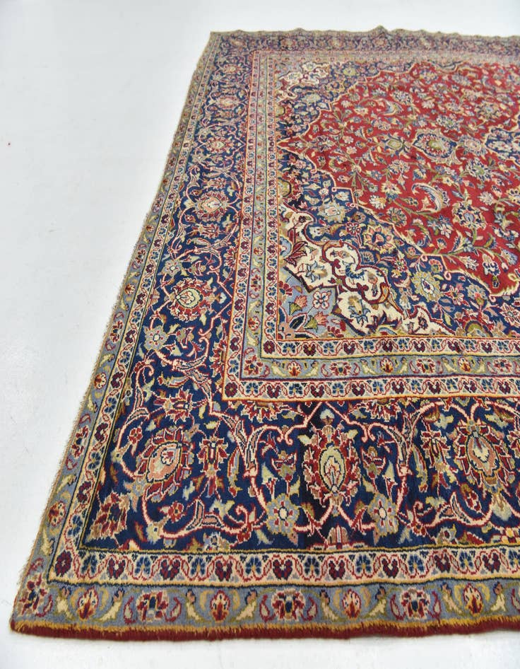 Detail image of  9' 2 x 13'  Hand Knotted Kashan Persian Wool Rug