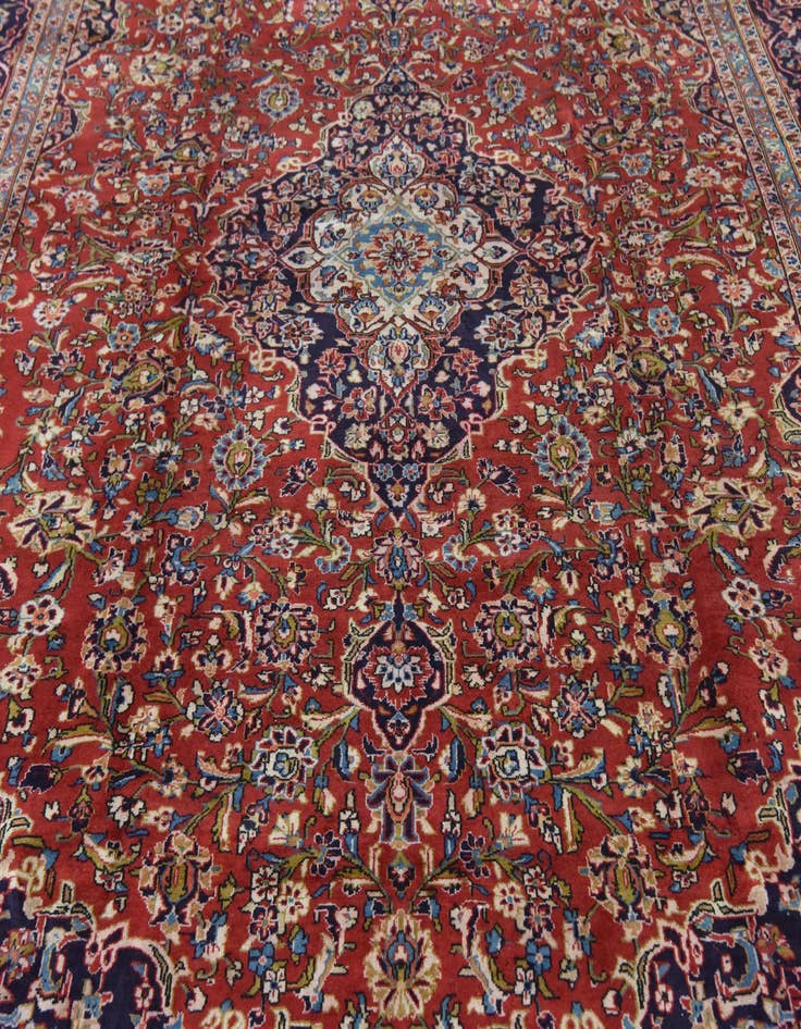 Detail image of  9' 8 x 13' 2  Hand Knotted Kashan Persian Wool Rug