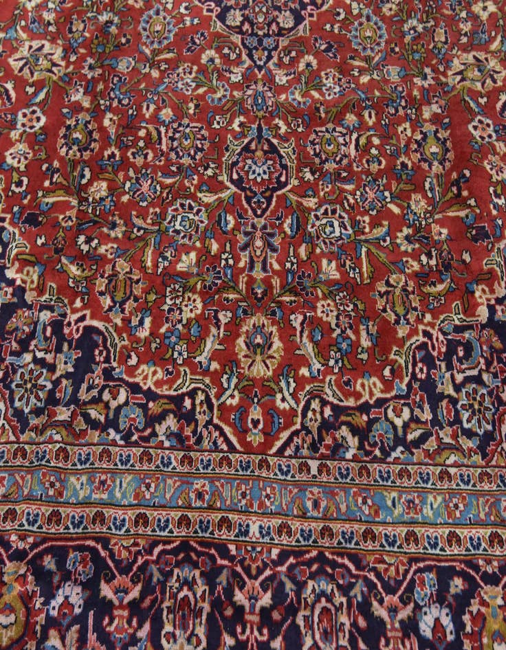 Detail image of  9' 8 x 13' 2  Hand Knotted Kashan Persian Wool Rug