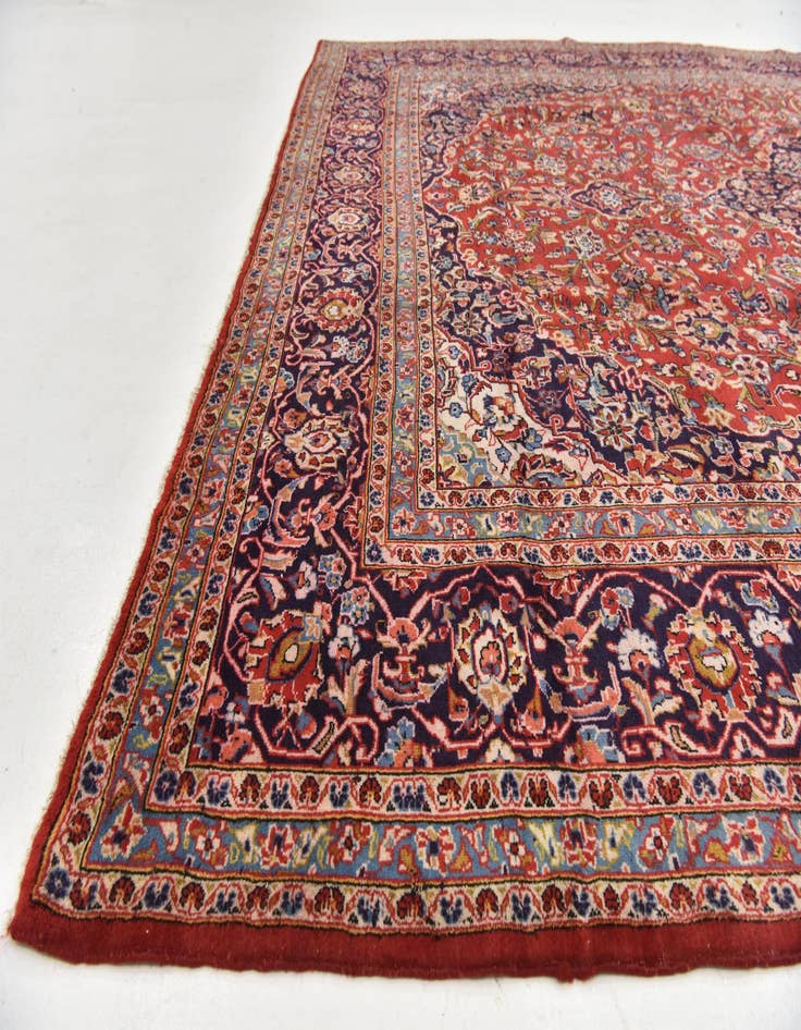 Detail image of  9' 8 x 13' 2  Hand Knotted Kashan Persian Wool Rug