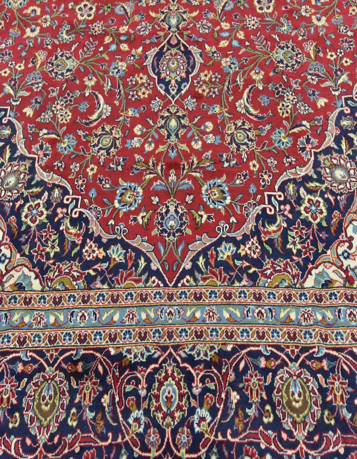 Detail image of  9' 5 x 13' 8  Hand Knotted Kashan Persian Wool Rug