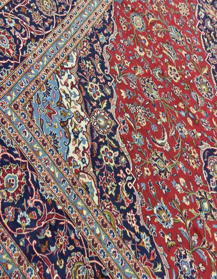 Detail image of  9' 5 x 13' 8  Hand Knotted Kashan Persian Wool Rug