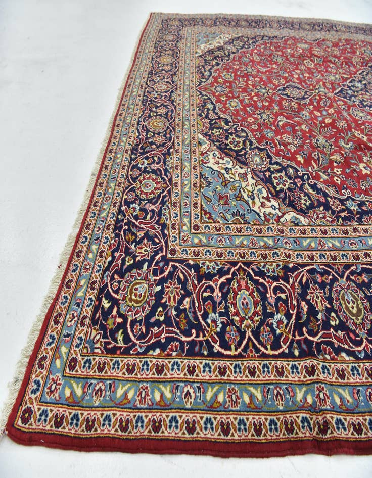 Detail image of  9' 5 x 13' 8  Hand Knotted Kashan Persian Wool Rug