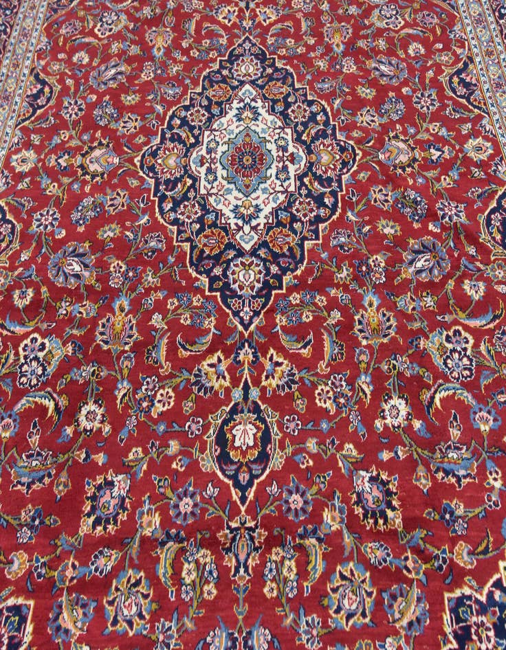 Detail image of  9' 4 x 13' 5  Hand Knotted Kashan Persian Wool Rug