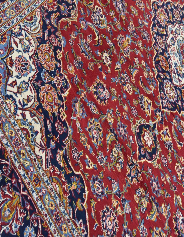 Detail image of  9' 4 x 13' 5  Hand Knotted Kashan Persian Wool Rug