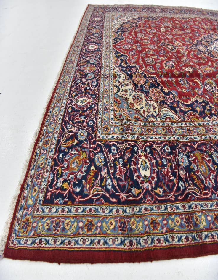 Detail image of  9' 4 x 13' 5  Hand Knotted Kashan Persian Wool Rug