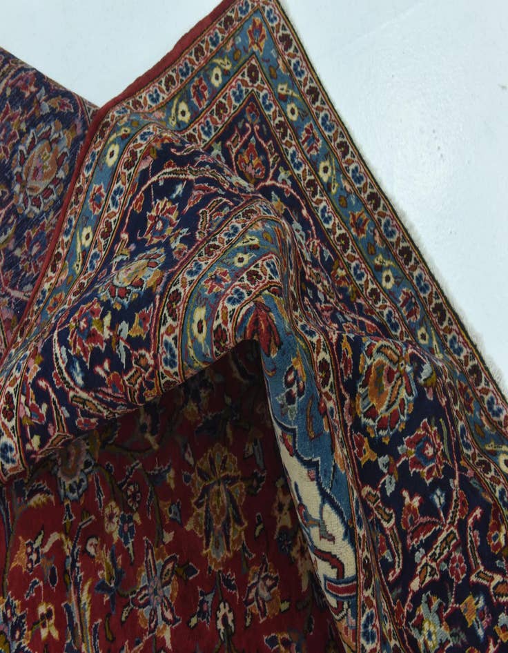 Detail image of  9' 9 x 13'  Hand Knotted Kashan Persian Wool Rug