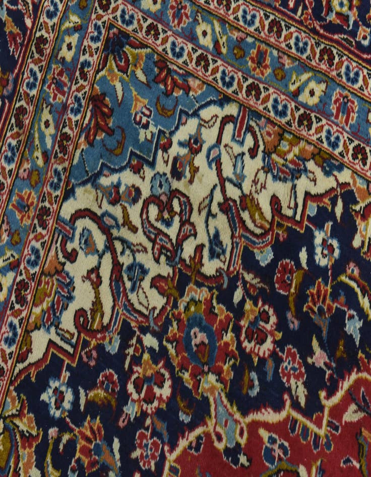 Detail image of  9' 9 x 13'  Hand Knotted Kashan Persian Wool Rug