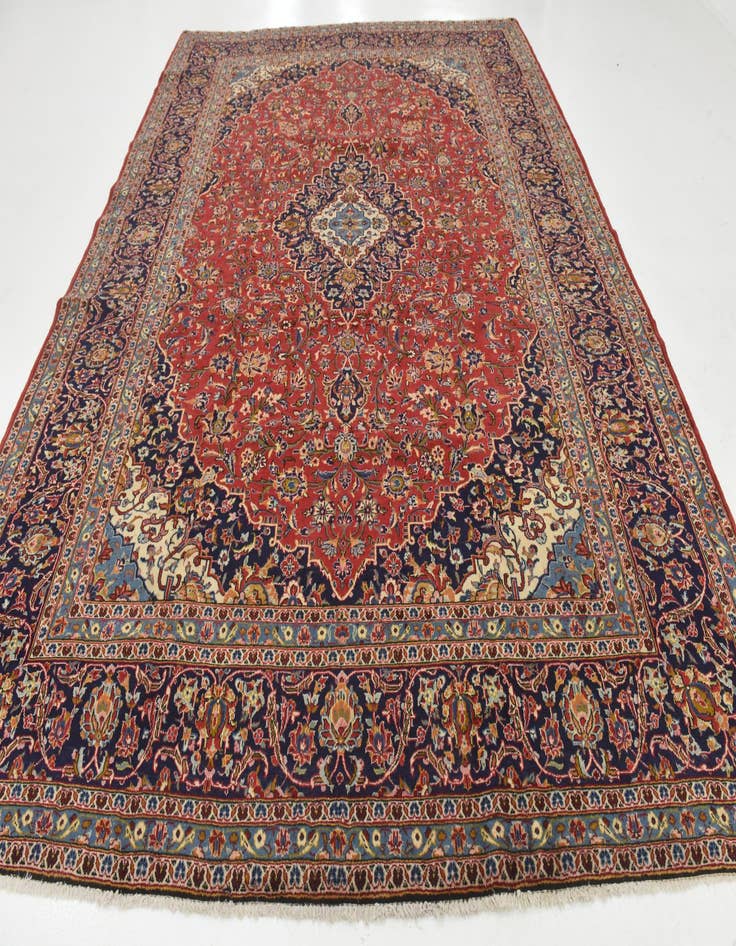 Detail image of  9' 9 x 13'  Hand Knotted Kashan Persian Wool Rug