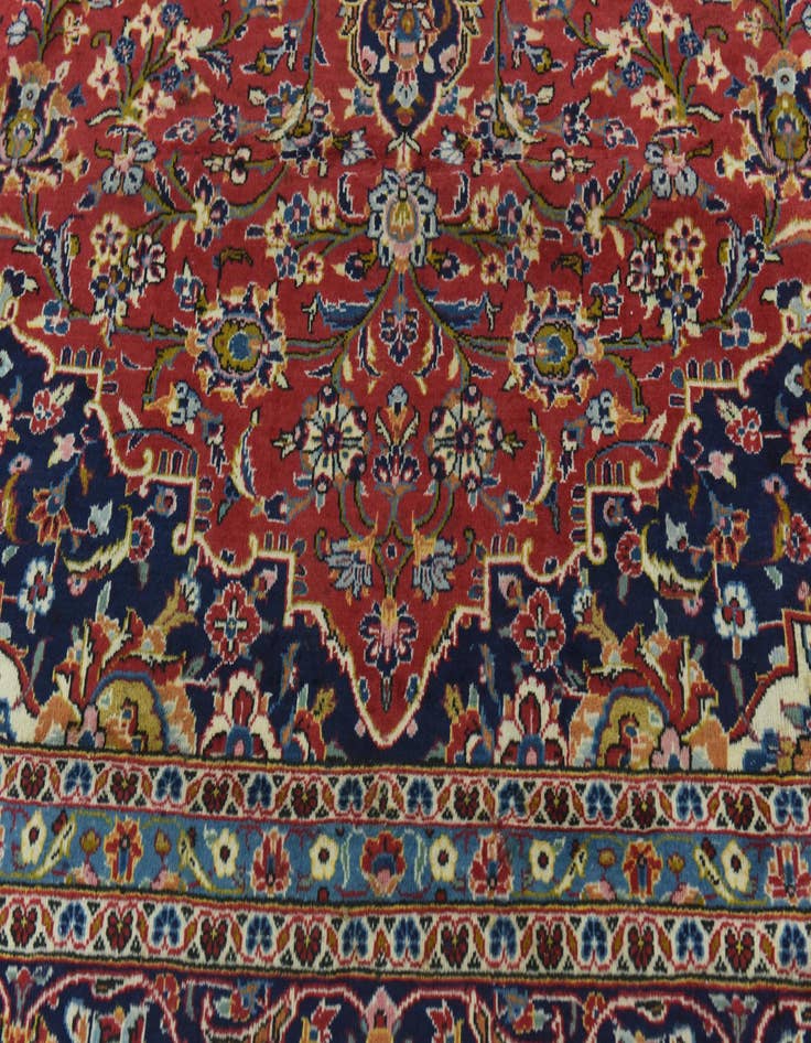Detail image of  9' 9 x 13'  Hand Knotted Kashan Persian Wool Rug