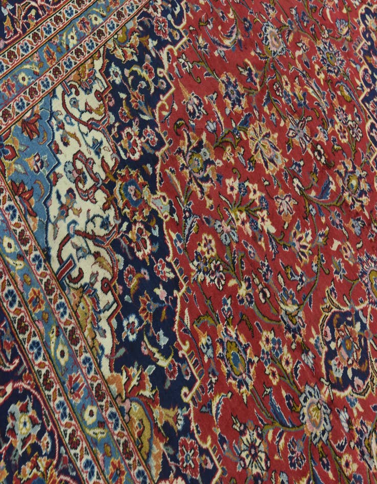 Detail image of  9' 9 x 13'  Hand Knotted Kashan Persian Wool Rug