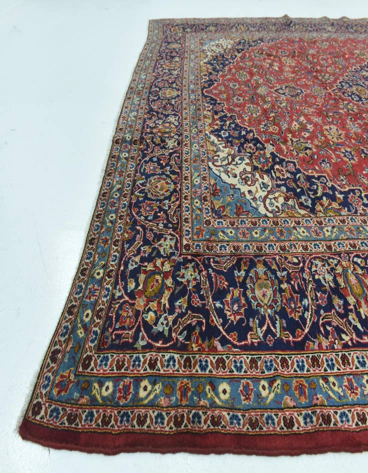 Detail image of  9' 9 x 13'  Hand Knotted Kashan Persian Wool Rug