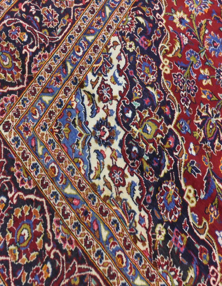 Detail image of  9' 6 x 13' 4  Hand Knotted Kashan Persian Wool Rug