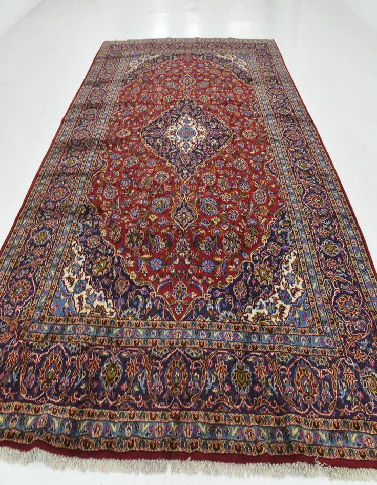 Detail image of  9' 7 x 13' 4  Hand Knotted Kashan Persian Wool Rug
