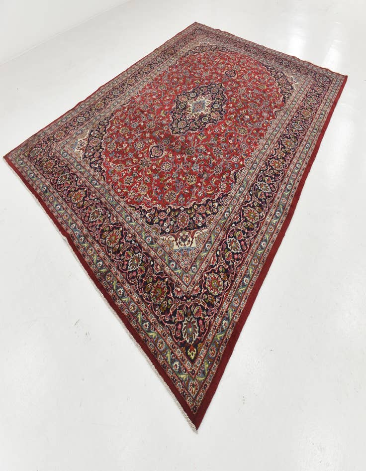 Detail image of  9' 8 x 12' 7  Hand Knotted Kashan Persian Wool Rug