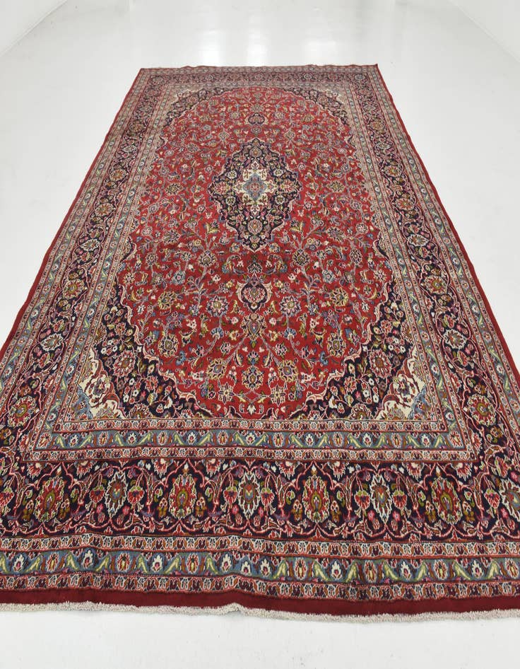 Detail image of  9' 8 x 12' 7  Hand Knotted Kashan Persian Wool Rug