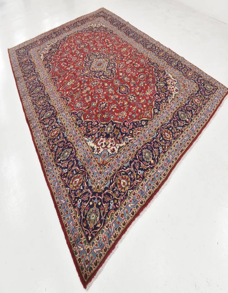 Detail image of  9' 8 x 12' 9  Hand Knotted Kashan Persian Wool Rug