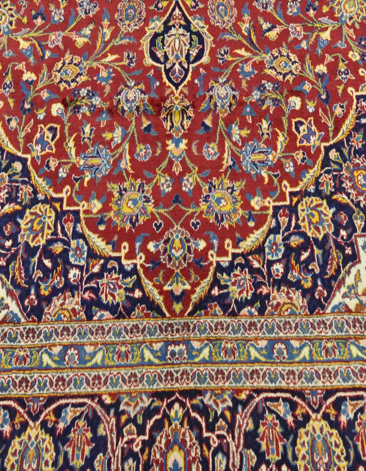 Detail image of  9' 10 x 13' 2  Hand Knotted Kashan Persian Wool Rug