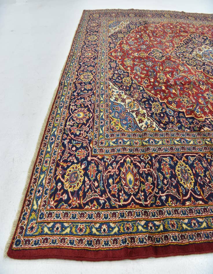 Detail image of  9' 10 x 13' 2  Hand Knotted Kashan Persian Wool Rug