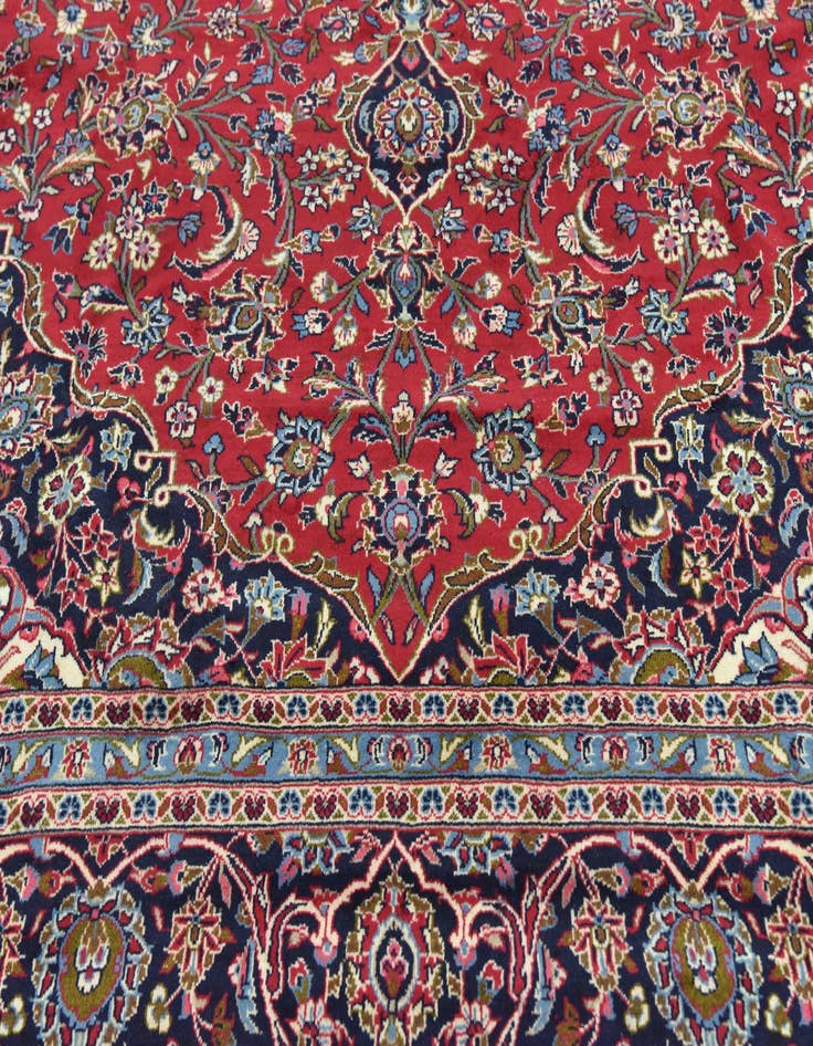 Detail image of  9' 8 x 13'  Hand Knotted Kashan Persian Wool Rug