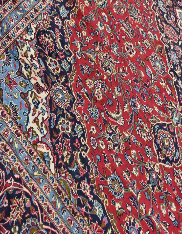 Detail image of  9' 8 x 13'  Hand Knotted Kashan Persian Wool Rug