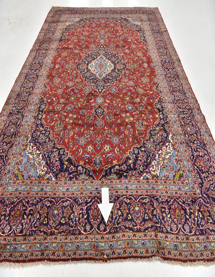 Detail image of  9' 9 x 13' 3  Hand Knotted Kashan Persian Wool Rug