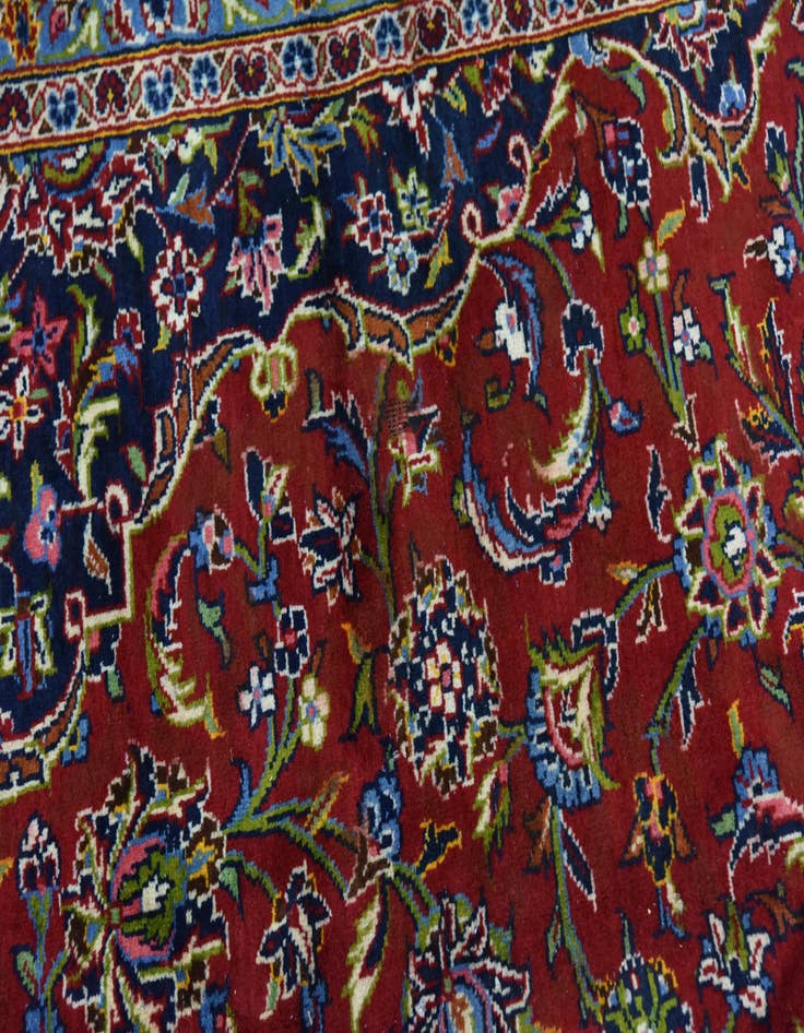 Detail image of  9' 9 x 13' 3  Hand Knotted Kashan Persian Wool Rug