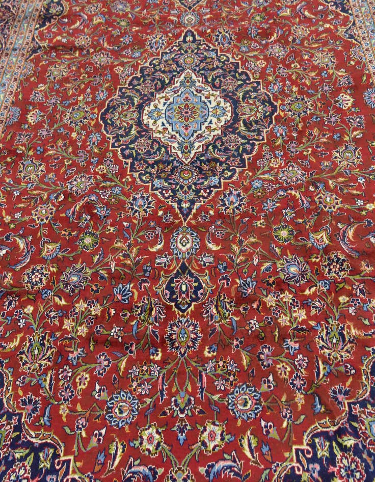 Detail image of  9' 9 x 13' 3  Hand Knotted Kashan Persian Wool Rug