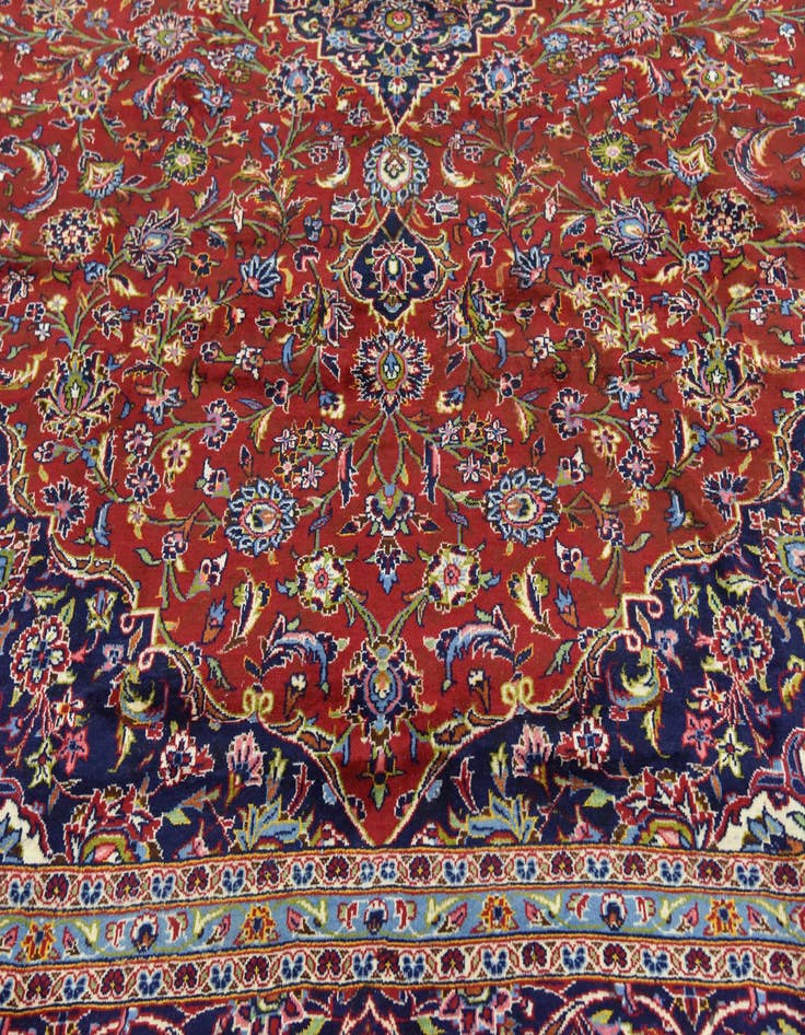 Detail image of  9' 9 x 13' 3  Hand Knotted Kashan Persian Wool Rug