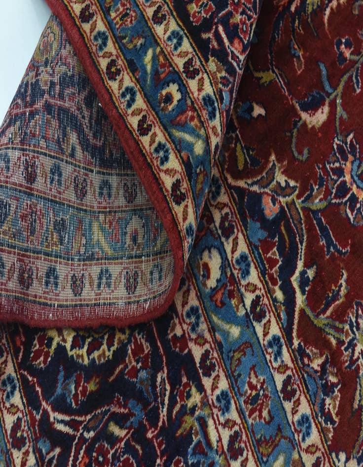 Detail image of  9' 10 x 12' 10  Hand Knotted Kashan Persian Wool Rug