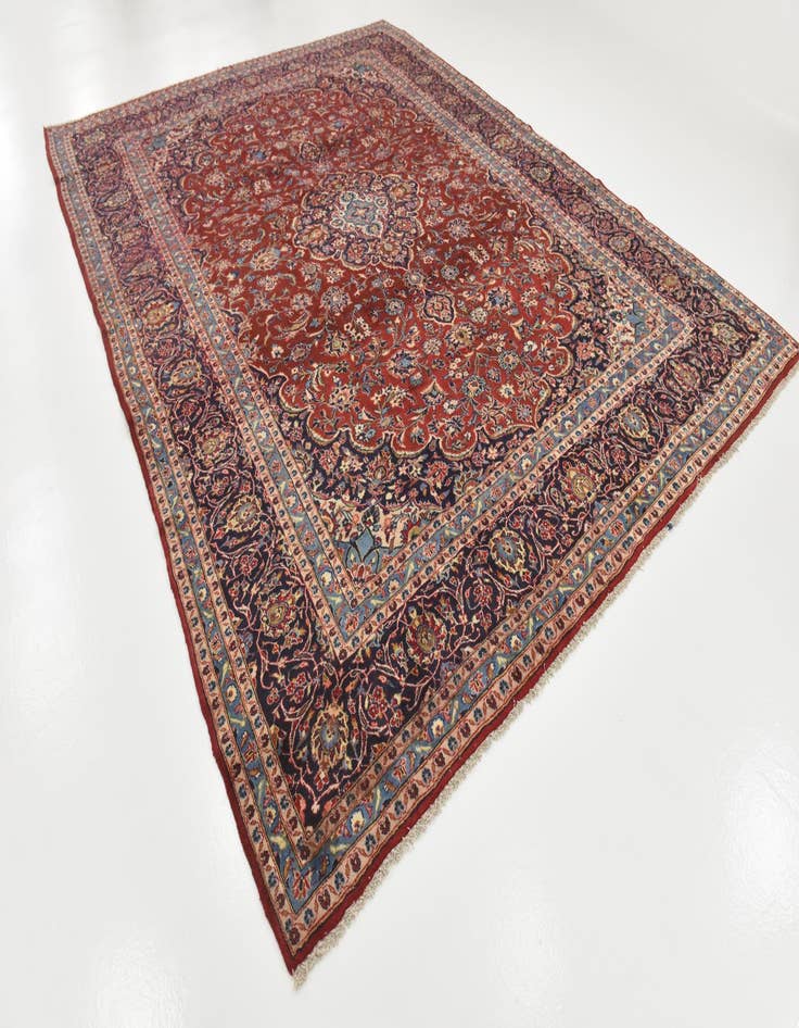 Detail image of  9' 10 x 12' 10  Hand Knotted Kashan Persian Wool Rug