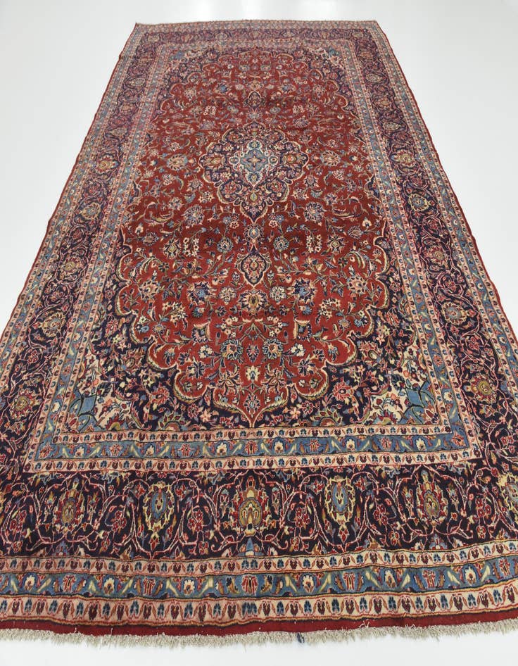 Detail image of  9' 10 x 12' 10  Hand Knotted Kashan Persian Wool Rug