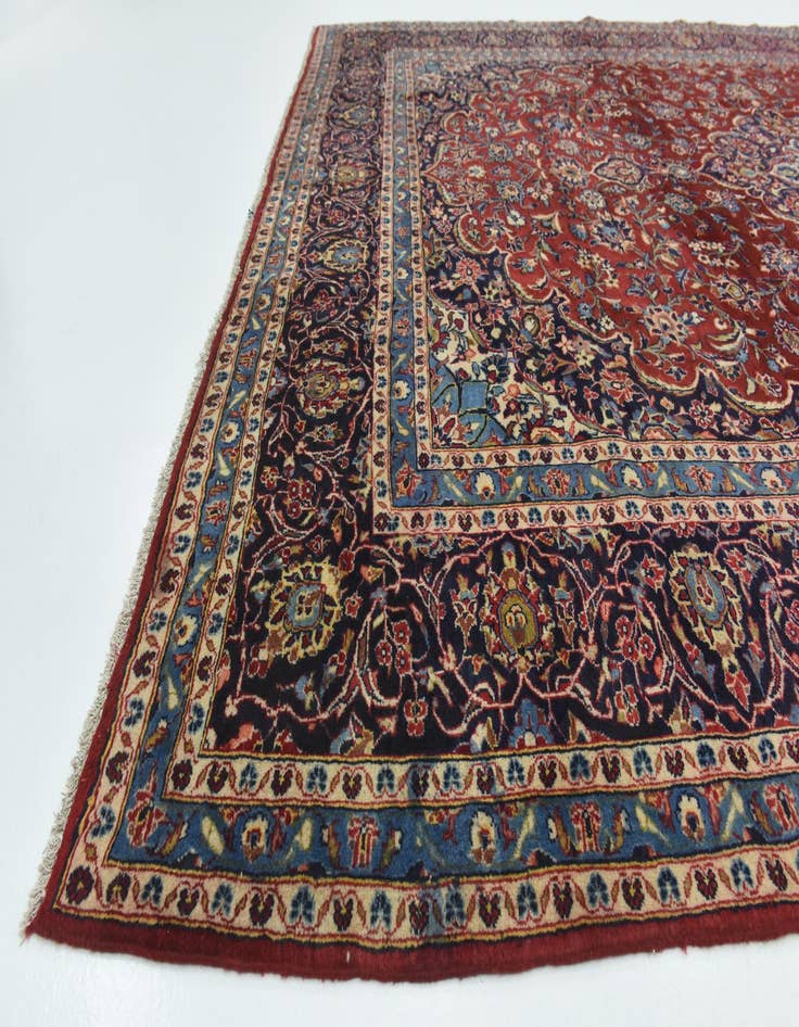 Detail image of  9' 10 x 12' 10  Hand Knotted Kashan Persian Wool Rug