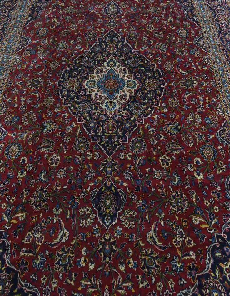 Detail image of  9' 6 x 13' 2  Hand Knotted Kashan Persian Wool Rug