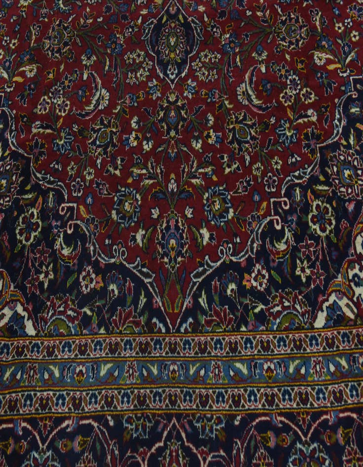 Detail image of  9' 6 x 13' 2  Hand Knotted Kashan Persian Wool Rug