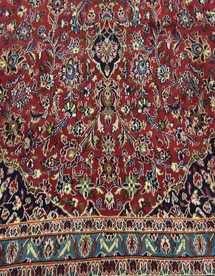 Detail image of  9' 9 x 12' 7  Hand Knotted Kashan Persian Wool Rug