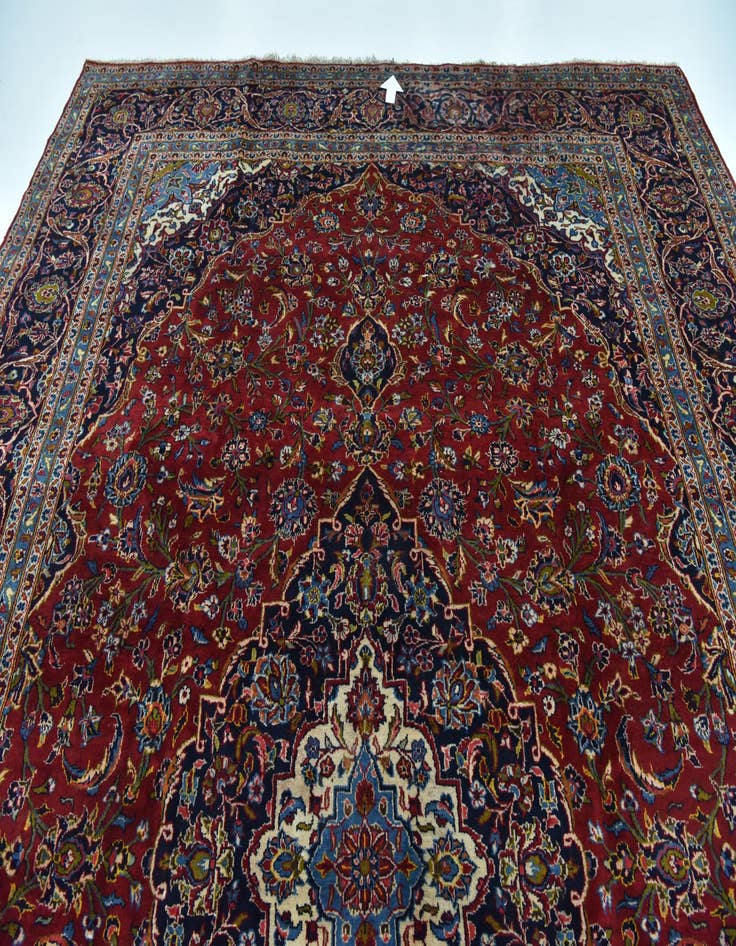 Detail image of  9' 8 x 13' 2  Hand Knotted Kashan Persian Wool Rug