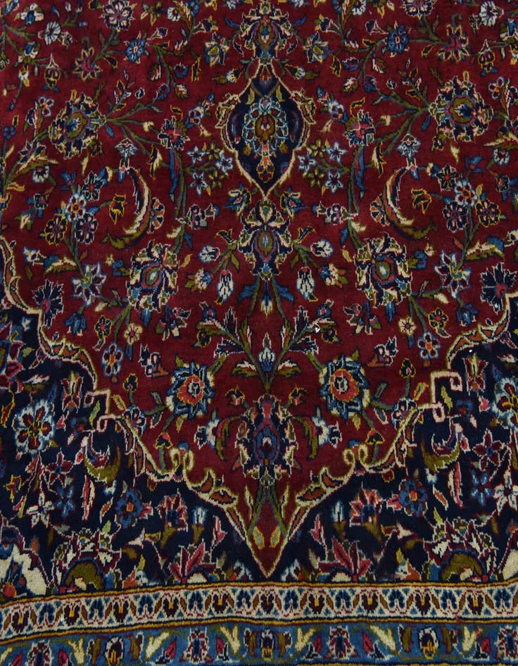 Detail image of  9' 8 x 13' 2  Hand Knotted Kashan Persian Wool Rug