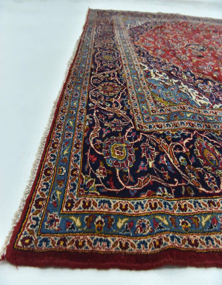 Detail image of  9' 8 x 13' 2  Hand Knotted Kashan Persian Wool Rug