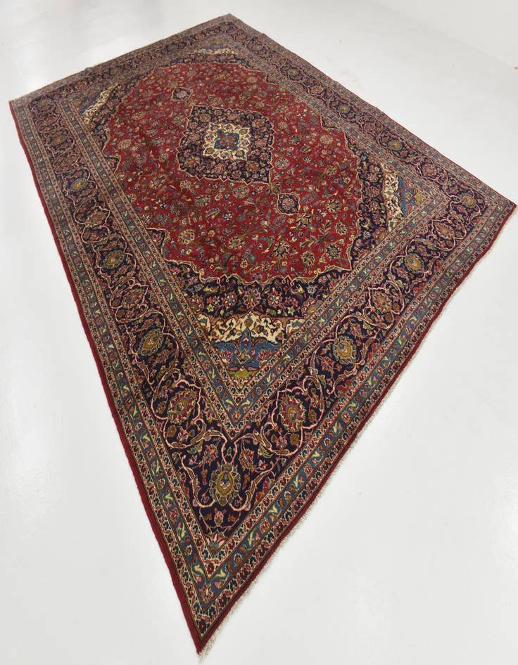 Detail image of  9' 9 x 13'  Hand Knotted Kashan Persian Wool Rug