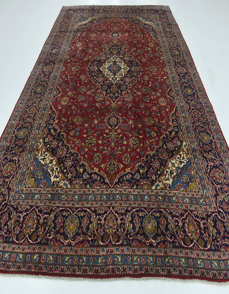 Detail image of  9' 9 x 13'  Hand Knotted Kashan Persian Wool Rug