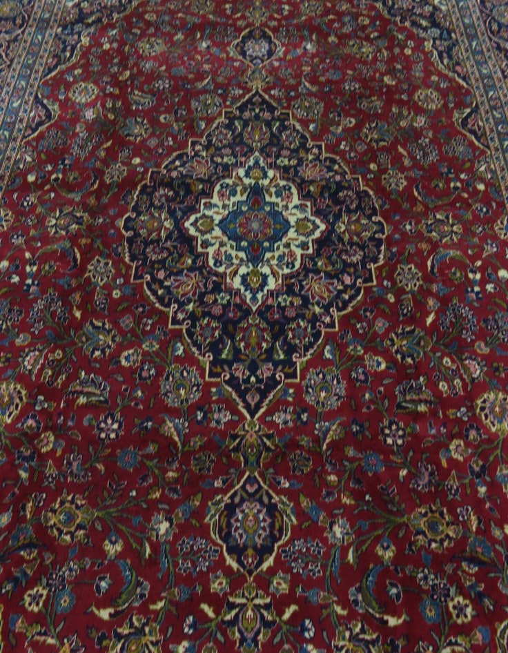 Detail image of  9' 9 x 13'  Hand Knotted Kashan Persian Wool Rug