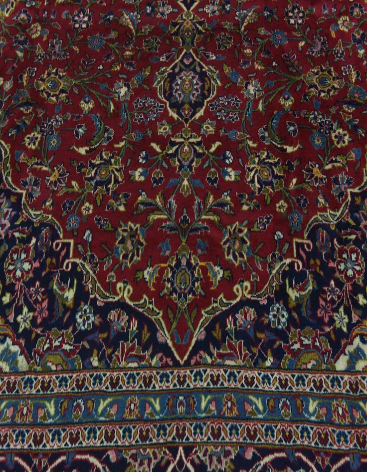 Detail image of  9' 9 x 13'  Hand Knotted Kashan Persian Wool Rug
