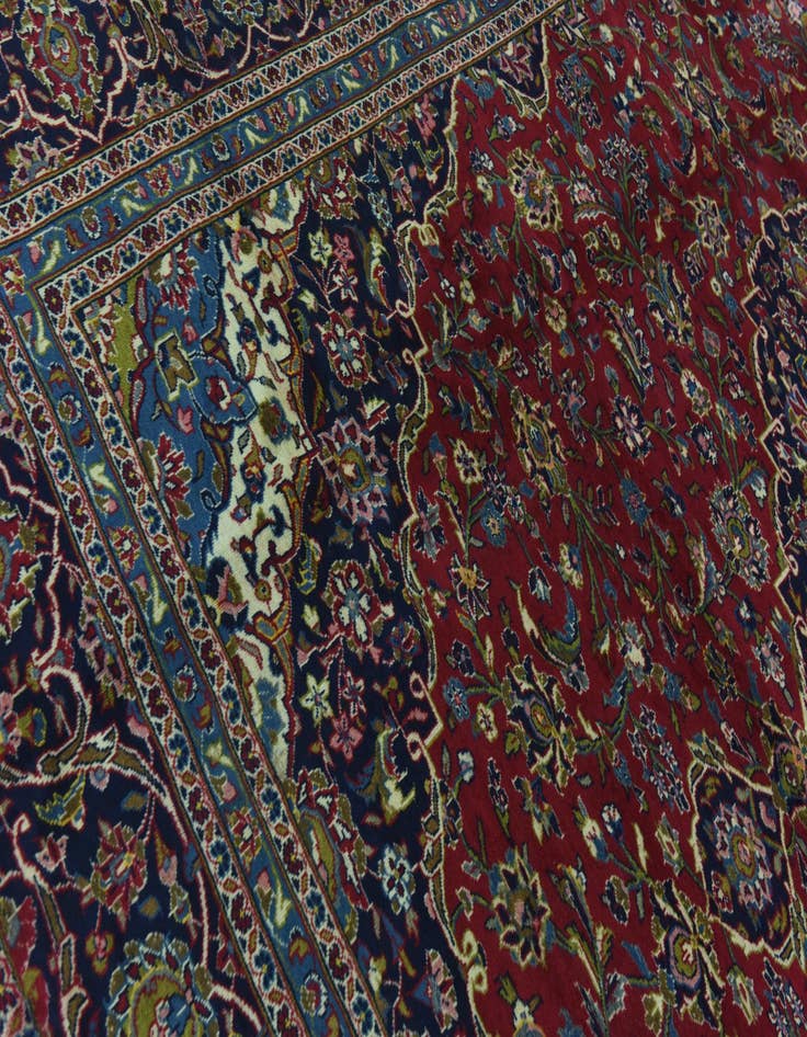 Detail image of  9' 9 x 13'  Hand Knotted Kashan Persian Wool Rug
