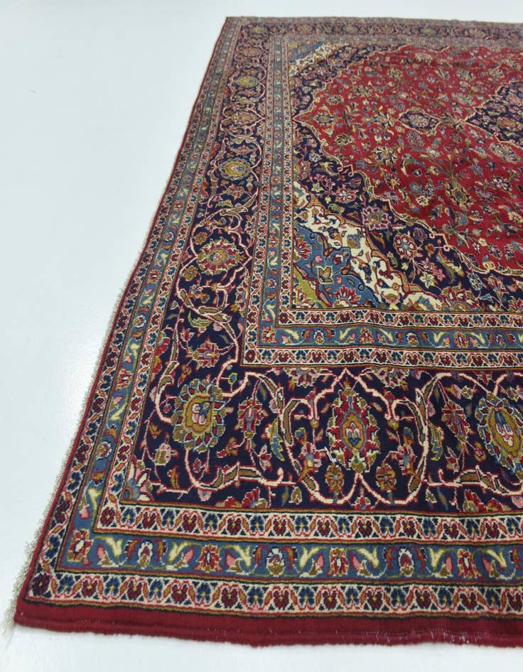 Detail image of  9' 9 x 13'  Hand Knotted Kashan Persian Wool Rug