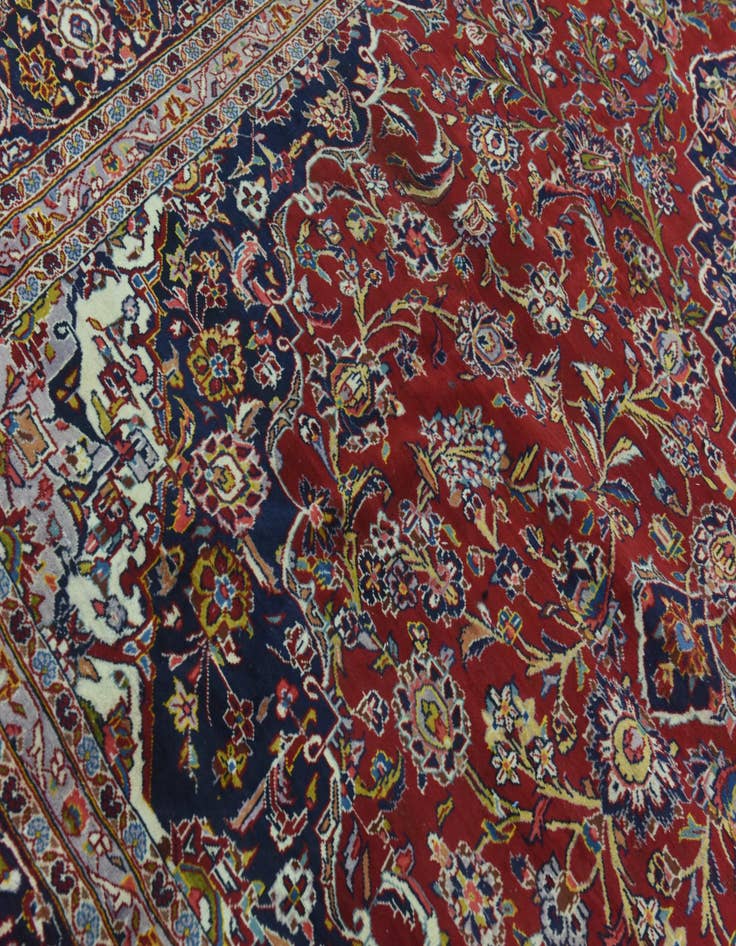 Detail image of  9' 4 x 13' 4  Hand Knotted Kashan Persian Wool Rug